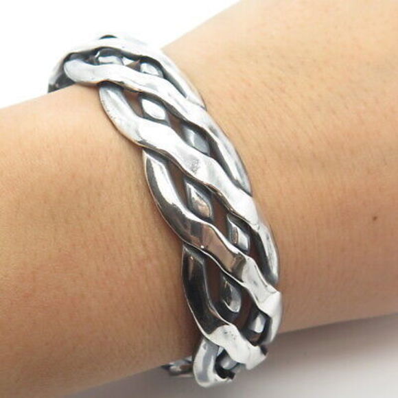 925 Sterling Silver Vintage Braided Adjustable Cuff...